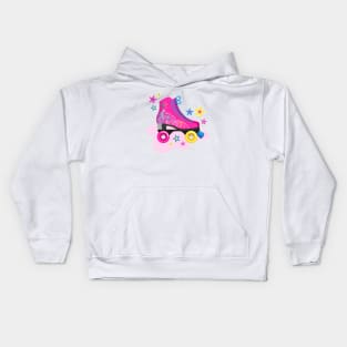 Pink Roller Skates Kids Hoodie